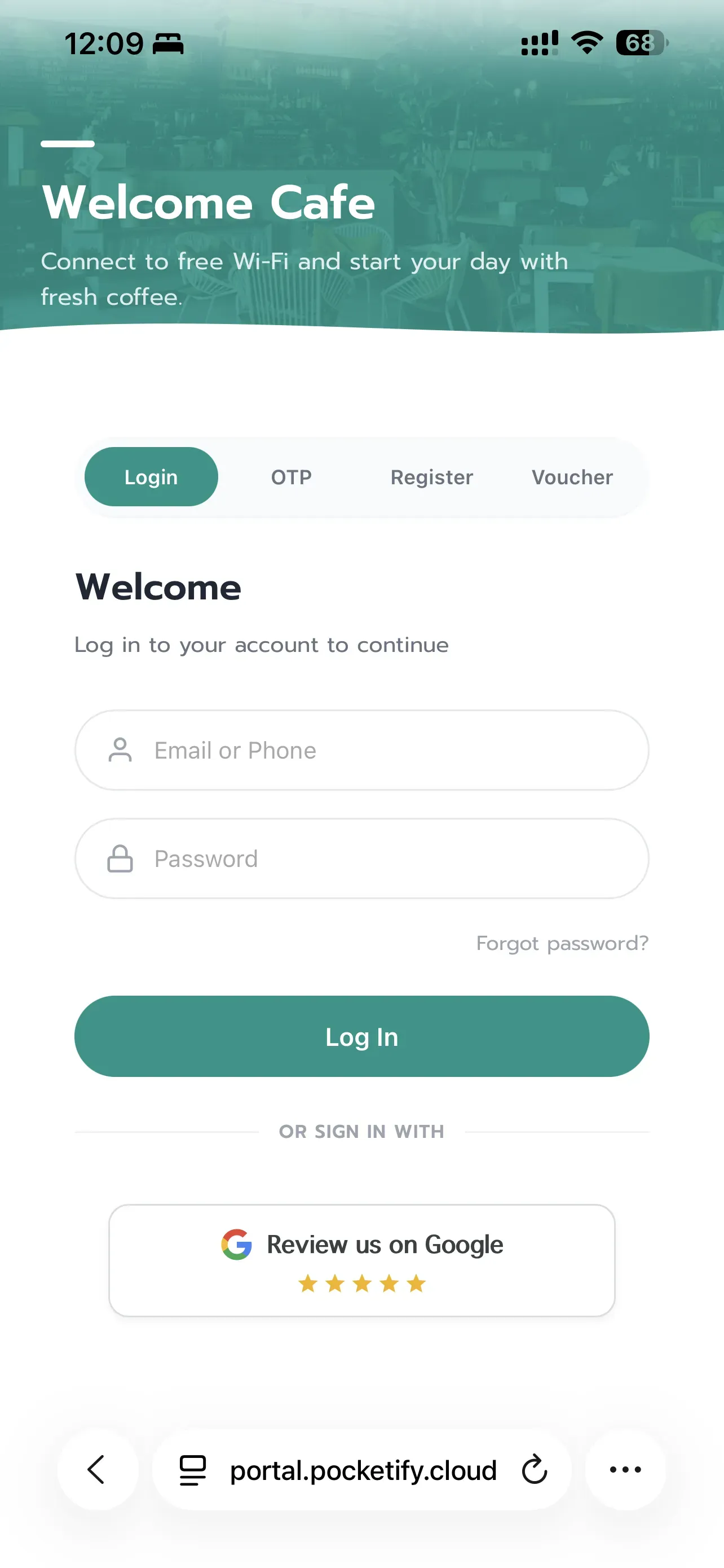 WiFi Portal Login Screen 1